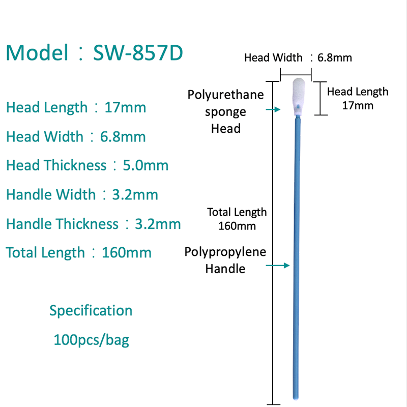 SW-857D skumhoveddybde Cleanroom Swab